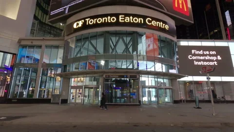 POV night side view downtown Toronto city in COVID 19  pandemic lockdown Vidéo 146391715