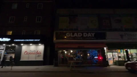 POV night side view downtown Toronto city in COVID 19  pandemic lockdown Vídeos de archivo 146403241
