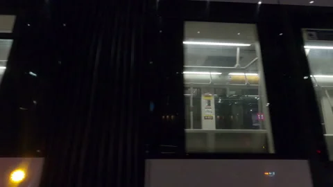 POV night side view downtown Toronto city in COVID 19  pandemic lockdown Stock Footage 146409242