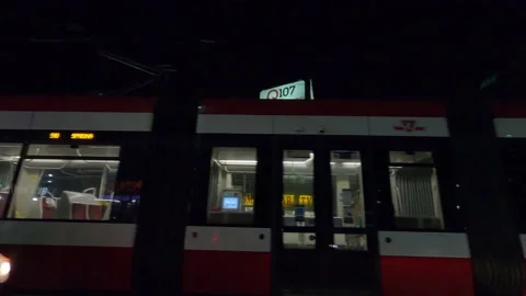POV night side view downtown Toronto city in COVID 19  pandemic lockdown 動画素材 146413794