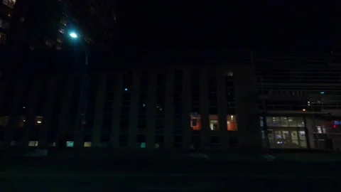 POV night side view downtown Toronto city in COVID 19  pandemic lockdown Stock Footage 146414773