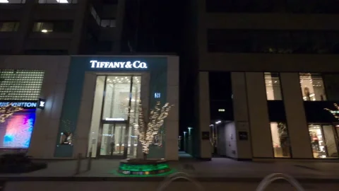 POV night side view downtown Toronto city in COVID 19  pandemic lockdown Vídeo Stock 146416094