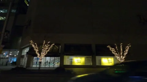 POV night side view downtown Toronto city in COVID 19  pandemic lockdown Vidéo 146417828