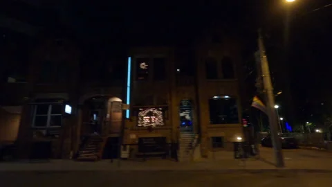 POV night side view Toronto city streets in COVID 19  pandemic lockdown Vídeo Stock 146369822