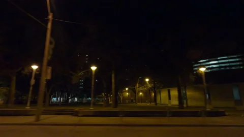 POV night side view Toronto city streets in COVID 19  pandemic lockdown 库存影片 146371292
