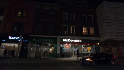 POV night side view Toronto city streets in COVID 19  pandemic lockdown 스톡 동영상 146379995