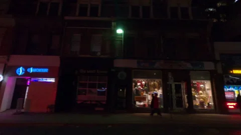 POV night side view Toronto city streets in COVID 19  pandemic lockdown Vídeo Stock 146381160