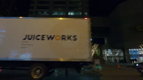 POV night side view Toronto city streets in COVID 19  pandemic lockdown Vidéo 146383173