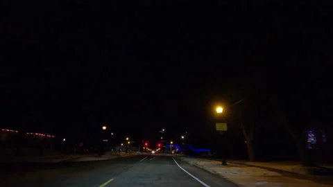 POV nights driving in empty streets near Toronto in COVID 19  pandemic lockdown Vídeo Stock 146486777