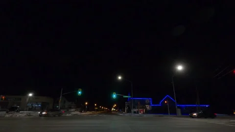 POV nights driving in empty streets near Toronto in COVID 19  pandemic lockdown 스톡 동영상 146487807