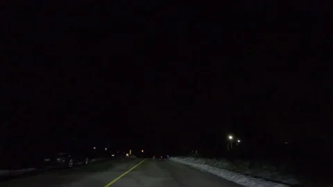 POV nights driving in empty streets near Toronto in COVID 19  pandemic lockdown Stock Footage 146489838