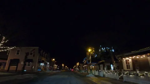 POV nights driving in empty streets near Toronto in COVID 19  pandemic lockdown Stock Footage 146490291