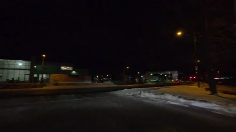 POV nights driving in empty streets near Toronto in COVID 19  pandemic lockdown 库存影片 146491251