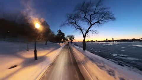 POV NYC Winter Streets – Forward Urban Motion Stock Footage 331035811