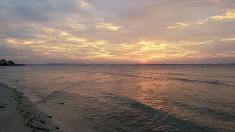 POV ocean waves and sunset Stock Footage 89882728