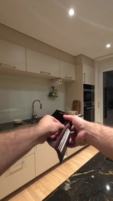 POV Opening an Empty Wallet at Home Stock Footage 342344922