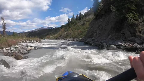 POV Pack rafting Yukon Canada Stock Footage 237119690