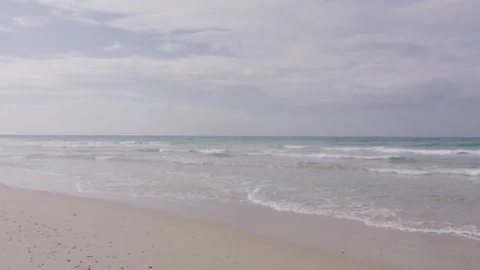 POV Panoramic shot from the beach to the ocean waves Stock Footage 229695621