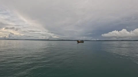 POV Passing Fishing Boat, Open Ocean off South Andaman, India Stock Footage 339371653