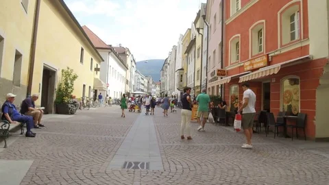 Pov in the pedestrian zone of Brunico Stock Footage 79684089