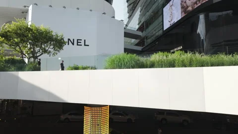 POV of A Person In The Escalator Going Up To EmQuartier Shopping Mall in Stock Footage 318199975