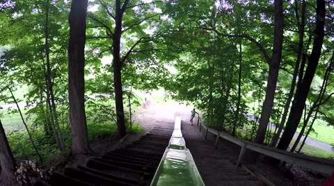 POV, Person Sliding down Massive Slide: GoPro + Gimbal Video stock 66295592