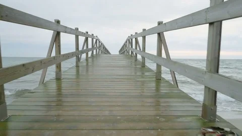 POV point of view along a pier Stock Footage 82359314