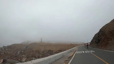 POV point of view cycling up the Morro Solar hill on a Sunday Stock Footage 142161367