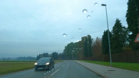 POV point of view dashcam driving on paved countryside road in Slovenia Stock Footage 142697201