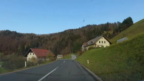 POV, point of view of driving a car on countryside road in Slovenia Stock Footage 169247323