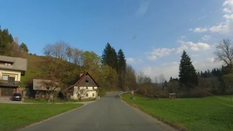 POV, point of view of driving a car on countryside road in Slovenia Stock Footage 169248373