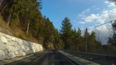 POV, point of view of driving a car on countryside road in Slovenia Stock Footage 169249440
