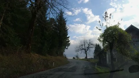 POV, point of view of driving a car on countryside road in Slovenia Stock Footage 169249628