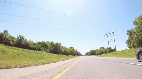 POV point of view - Driving East on Interstate Highway through Illinois. Stock Footage