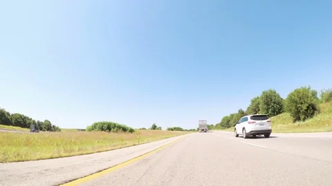 POV point of view - Driving East on Interstate Highway through Illinois. Stock Footage