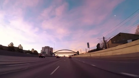 POV point of view - Driving I25 highway early in the morning. Stock Footage