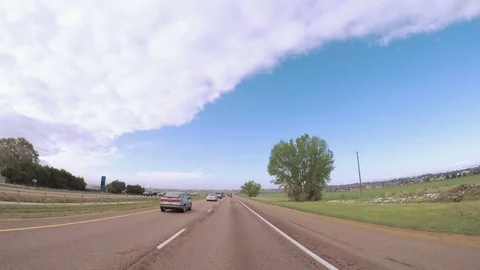 POV point of view - Driving on interstate highway I25 north from Denver. Stock Footage