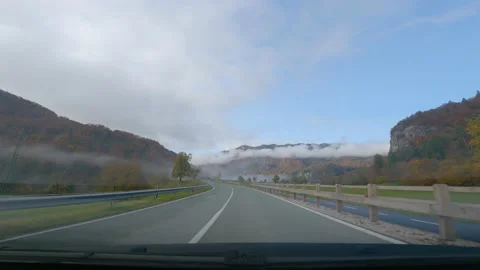 POV point of view driving on paved countryside road to lake Bohinj in Slovenia Stock Footage 142696737