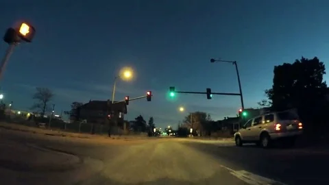 POV point of view - Driving through downtown Denver at night. Stock Footage 69149580