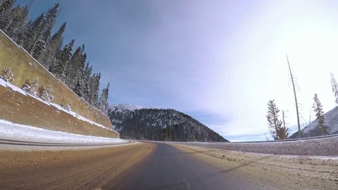 POV point of view - Driving through Berthoud pass after Winter storm. Stock Footage 70718529