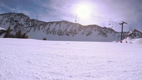 POV point of view - Early Spring skiing at Arapahoe Basin. Stock Footage