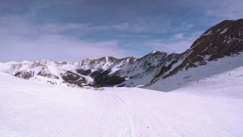 POV point of view - Early Spring skiing at Arapahoe Basin. Stock Footage
