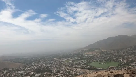 POV point of view going down the Atrapaniebla trekking in la molina, lima, Peru Video stock 142674864