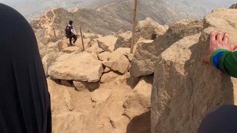 POV point of view going down the Atrapaniebla trekking in la molina, lima, Peru Video stock 142675138