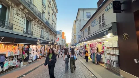 POV Point of view People walking on Rue de Steinkerque in Paris Stock Footage 337784197