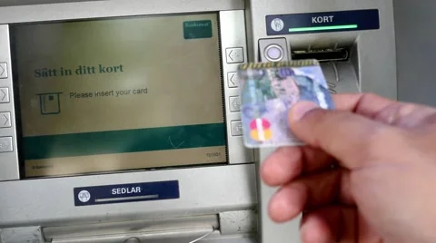 POV point of view shot of man taking cash money from ATM - full actions Stock Footage 68841632