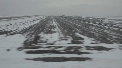 POV Point of view train pass field landscape covered snow winter cloudy day land Stock Footage 46230209