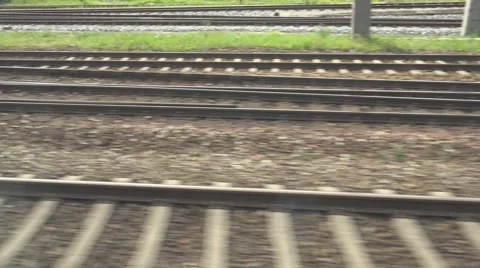 POV point of view train railroad track parallel journey rail infrastructure day Stock Footage 41480686