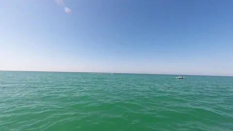 POV point of view. View of the coast of the black sea from a moving boat Stock Footage 84734462