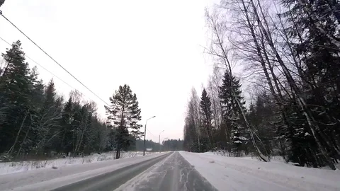 POV point of view - The view from a moving car outside the city of Lomonosov in  Stock Footage 86194228